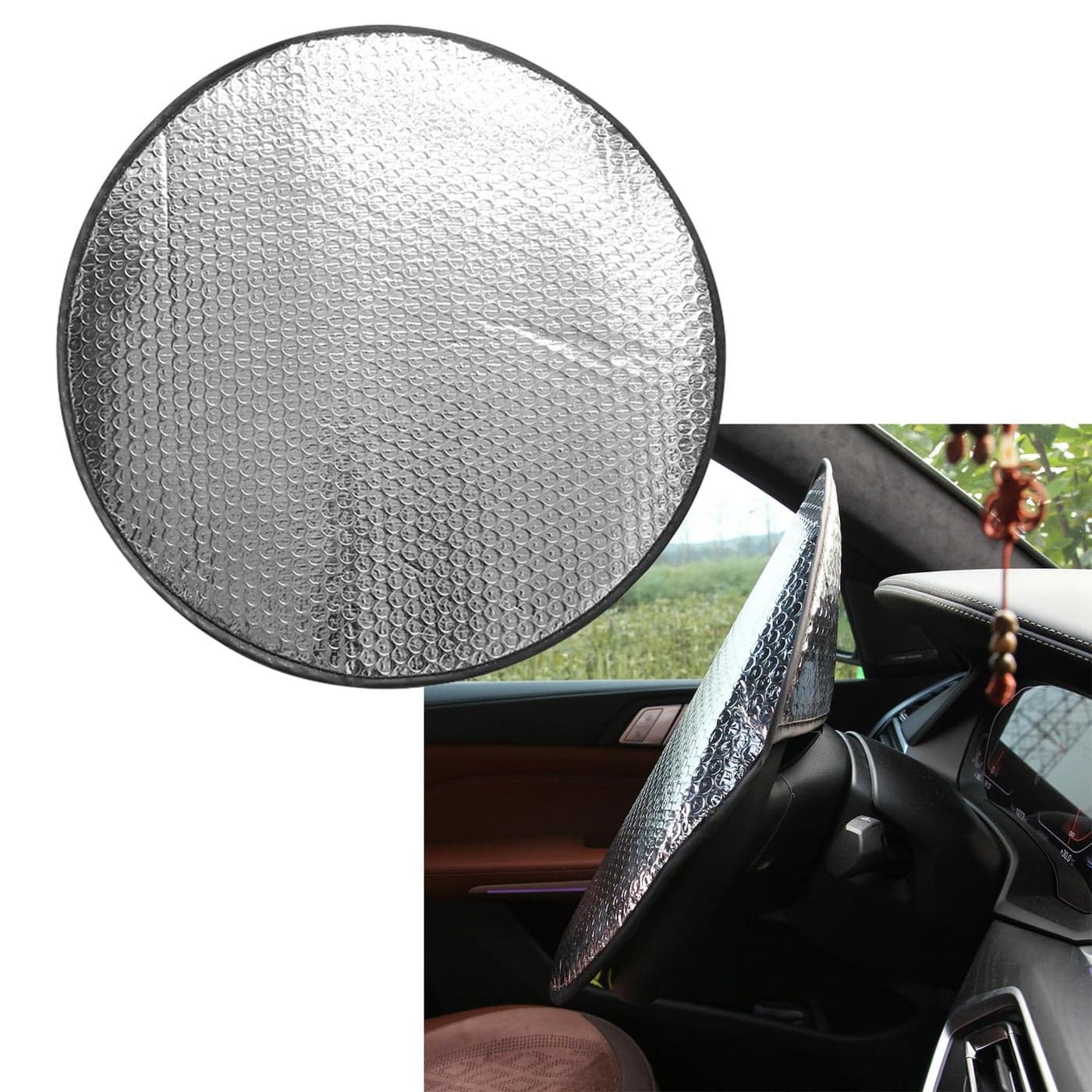 Steering Wheel Sun Shade Cover Cooling Steering Wheel Cover AntiHeat Aluminum Foil Steering Wheel Cover Steering Wheel Sun Block Steering Wheel Covers Car Accessories for Cars Trucks SUVs