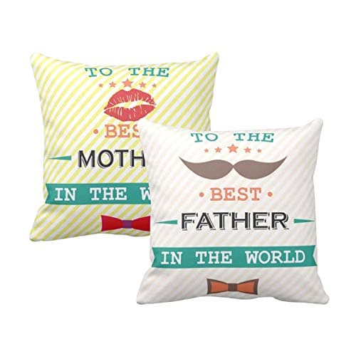 YaYa cafe for Mom Dad, Best Mother Father in The World Cushion Covers 16x16 inches | Wedding Marriage Mothers Fathers Day