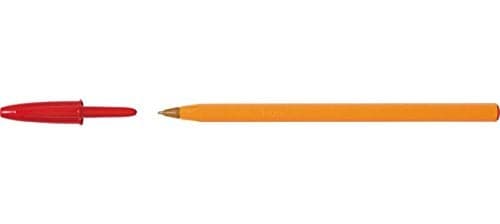 BIC Orange Fine Ballpoint Pens Fine Point 08 mm Red Ink Box of 20 Writing Pens with LongLasting Ink