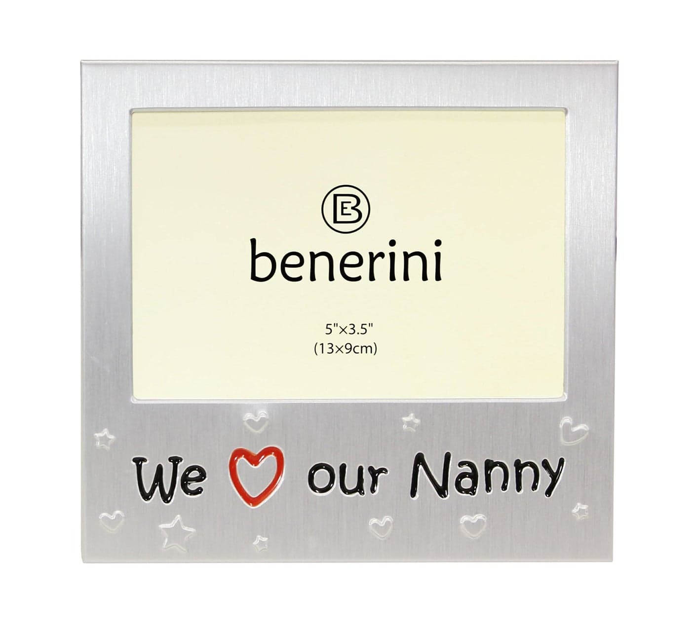 benerini ' We Love Our Nanny ' - Photo Picture Frame Gift - 5 x 3.5 - Aluminium Silver Colour Gift for Her