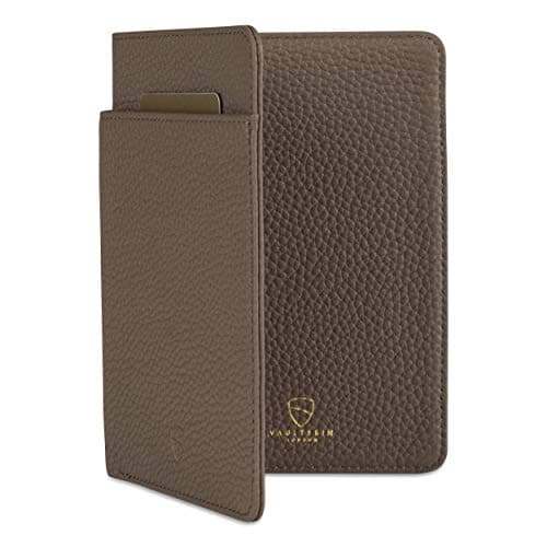VAULTSKIN Leather Passport Holder Slim RFID Blocking Travel Wallet for Men and Women Fits Passport Credit Cards ID Cash Passport Cover Ideal Travel Accessories with Gift Box M BrownKensington