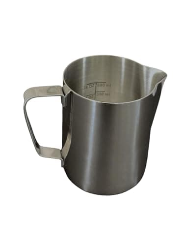 Rattleware 32 oz Latte Art Pitcher – Stainless Steel Frothing Pitcher with Etched Graduation, Tapered Spout, Ergonomic Handle, Professional Steaming Pitcher for Baristas, Cafe and Home Use