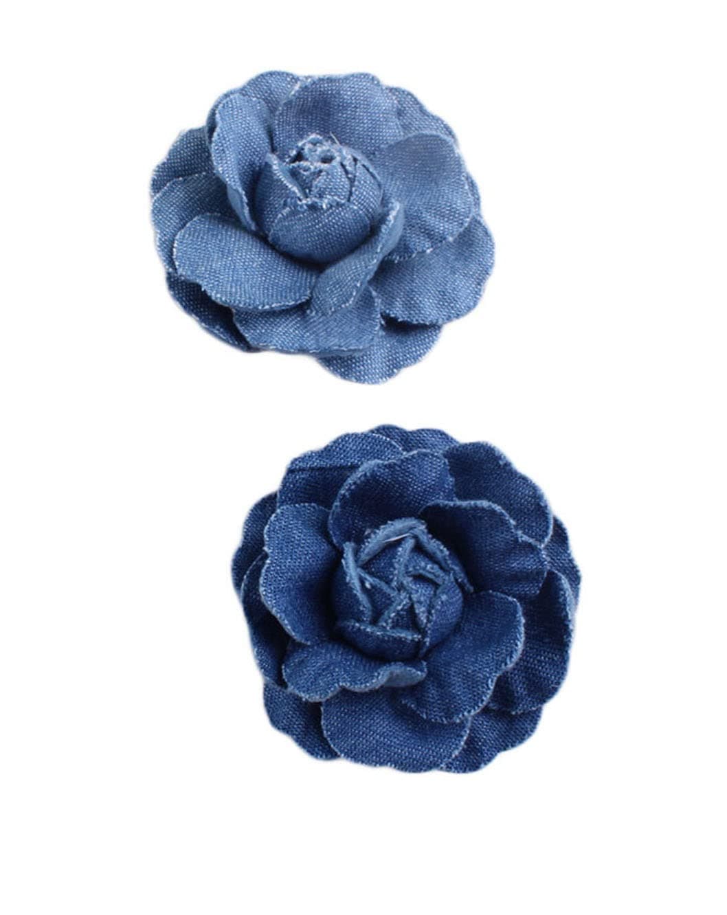 Denim Flower Brooch and Blue Jeans Hair Pins BW21 (Set-A)