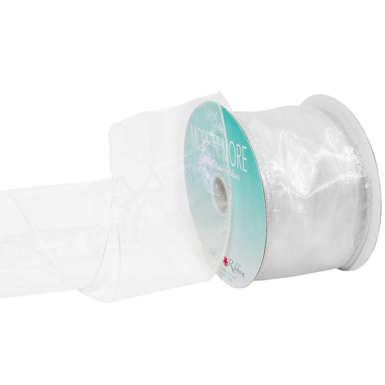 Morex Ribbon Wired 212Inch Chiffon Ribbon with 20Yard Spool White