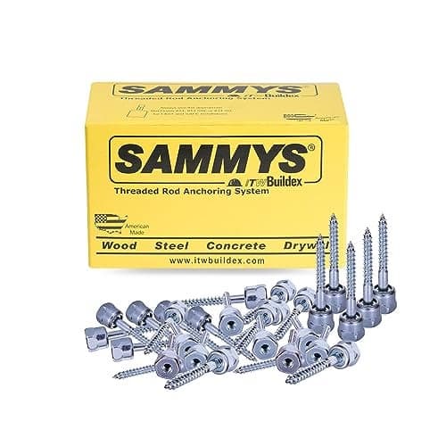 Sammys 8008957-25 Vertical Rod Anchor Super Screw with 3/8 in. Threaded Rod Fitting, 1/4 x 2'' Screw, for Wood (Pkg.=25) , Zinc