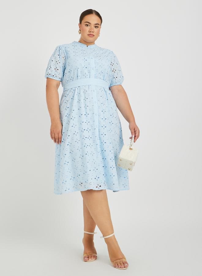 Plus Size Broderie Anglaise Shirt Midi Dress