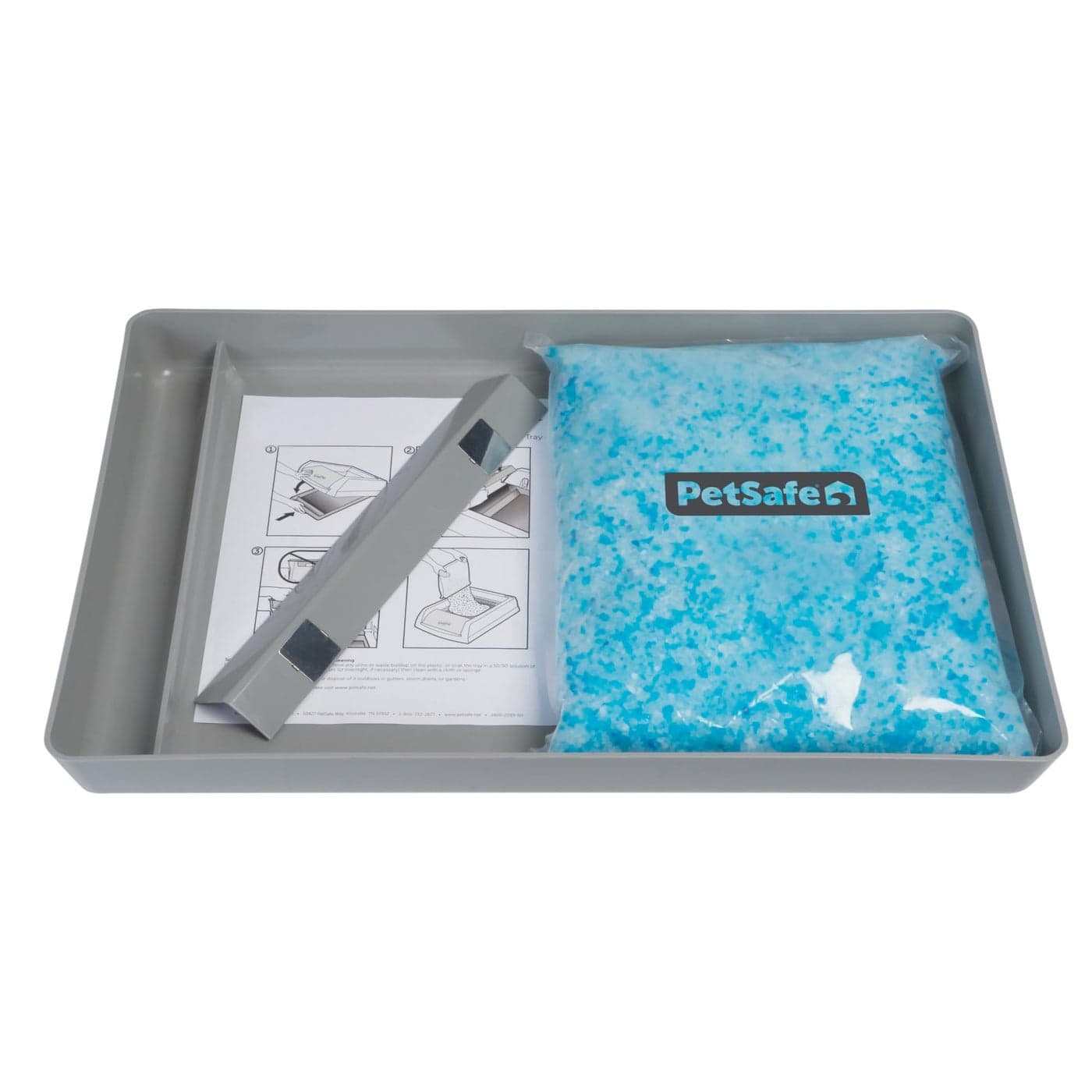 Official PetSafe ScoopFree Crystal Reusable Tray for Cat Litter Boxes Includes 43 lb of Premium Blue Non Clumping Crystal Litter Compatible with All PetSafe ScoopFree Automatic Litter Boxes