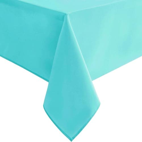 Hiasan Solid Square Tablecloth Waterproof and Spillproof Washable Polyester Fabric Table Cloth for Kitchen and Dining Room Aqua 54 x 54 Inch