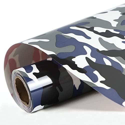 FUNKAKA Camo Army Grey HTV Heat Transfer Vinyl Rolls 12 x 9ft Camouflage Iron on Vinyl for TShirt Stretchy PU HTV Vinyl for All Cutter Machines Easy to Cut Weed for DIY Art Crafts Fabric