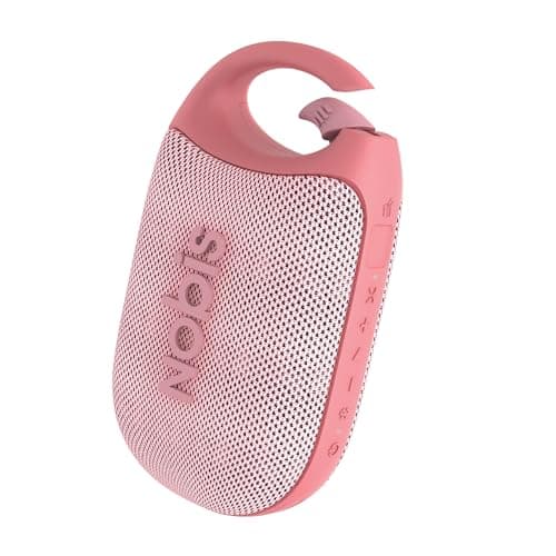 NOBIS Clip N1 Portable Bluetooth Speaker with App, Beat Mode, Up to 24H Playtime, IP68 Waterproof, BT 5.3, HD Sound, Stereo Pairing, Custom EQ, Perfect for Outdoor, Home and Adventure (Pink)