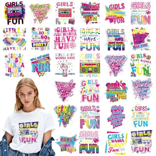 Dazoratix DTF Transfers Ready to Press 30 Sheets Back to 80s Iron on Patches for TShirts Vintage Funny Girls Retro Neon Radio Heat Stickers Bulk Vinyl Decals for Clothes Bag Hat Pillow DIY Crafts