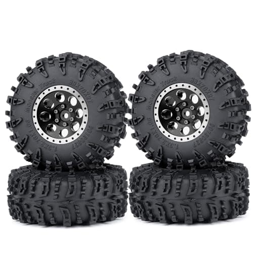 MORLORDY 4Pcs 13 Wheels Tires Set for 124 Axial SCX24 Gladiator Deadbolt Bronco C10 JLU and 118 TRX4M RC Crawler Car Upgrade Parts Black
