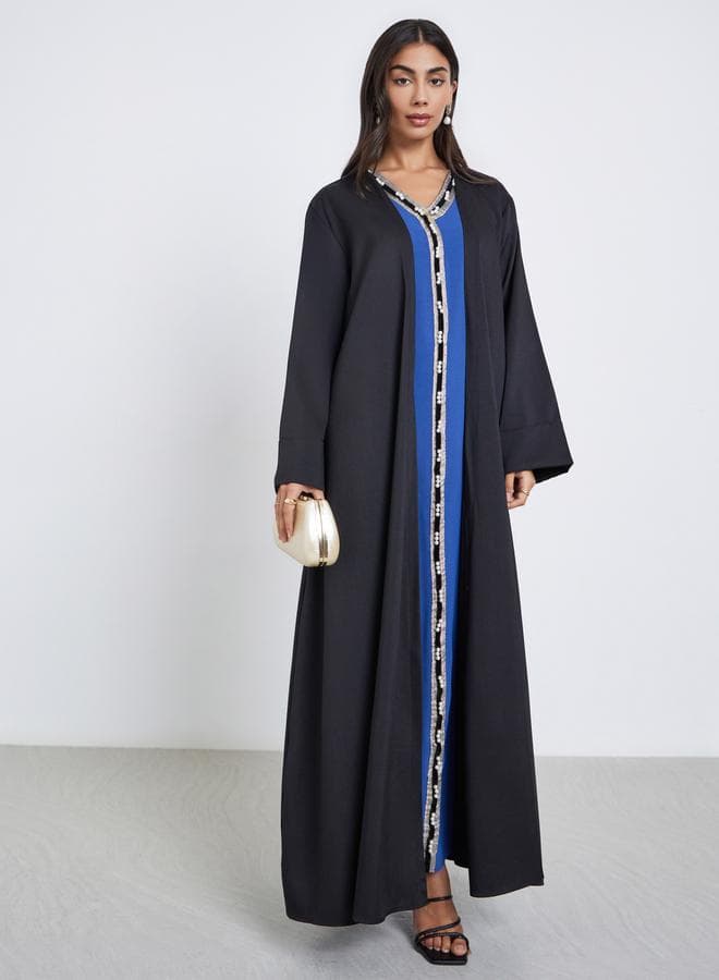 Amirah Black Front Open Wide Sleeve Abaya