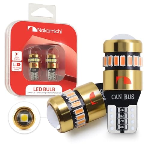 Nakamichi T10 LED Light Bulb 168 2825 194 W5W Wedge 18+1 SMD 3014 Chip LED Replacement Bulbs Error Free for Car Interior Dome Map Door License Courtesy Dash Lights (Xenon White, 19 LEDs, Pack of 2)