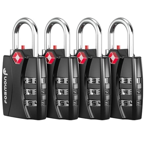 TSA Accepted Luggage Locks, Fosmon Open Alert Indicator 3 Digit Combination Padlock Codes for Travel Bag, Suit Case, Lockers, Gym, Bike Locks or Other (4 Pack)