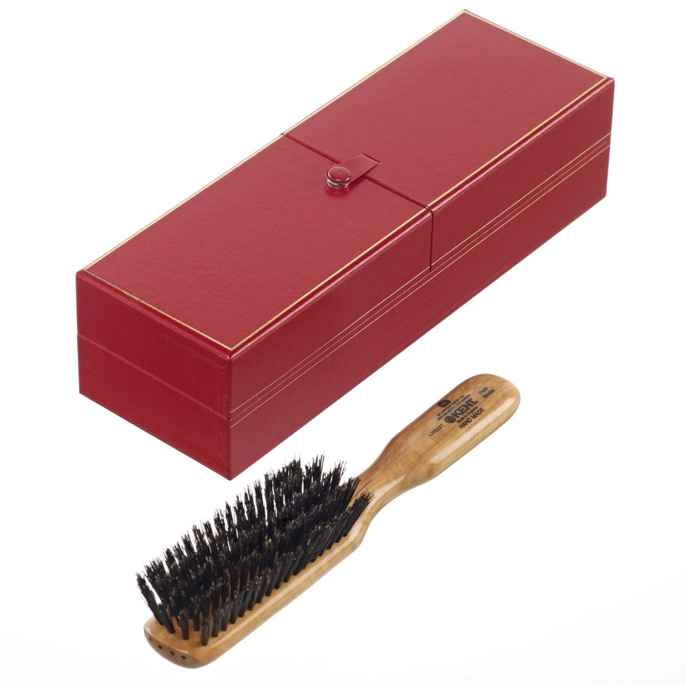 Kent LHS22T Satinwood and WireLaid 100 Pure Black Bristle Hair Brush for Daily Grooming Medium to Long Thick Hair Narrow Flat Face Hair Brush to Promote Natural Shine Handmade in England