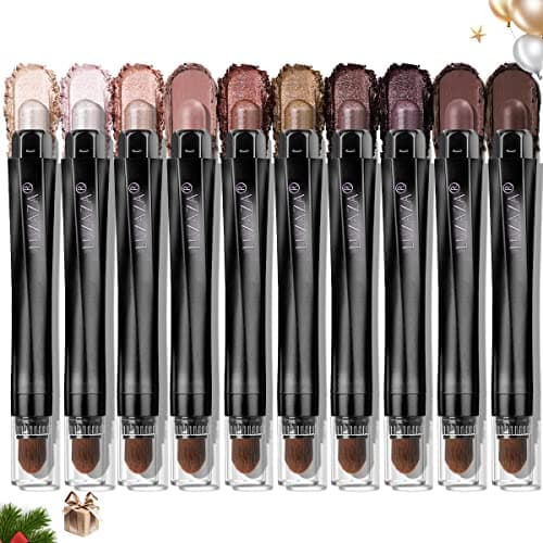 LUXAZA 10PCS Eyeshadow StickShimmer And Matte Neutral Brown Eye Shadow Sticks Pencil Crayon Eye Brightener Stick With Creaseproof FormulaWaterproof Long Lasting