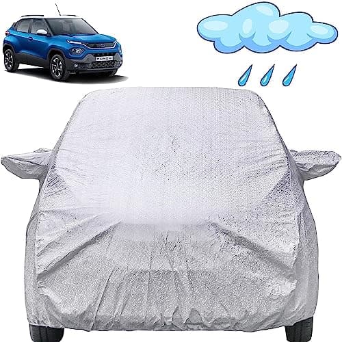 Autofact Waterproof Car Body Cover Compatible with Tata Punch with Mirror Pockets (Shinning Silver).