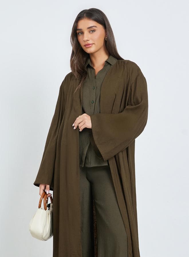 Olive Regular Fit Open Front Kimono — S