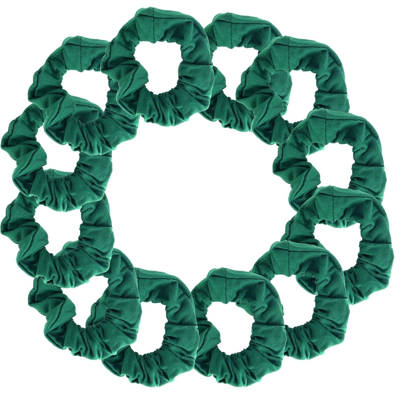 12 Pack Solid Hair Ties Scrunchies Dark Green