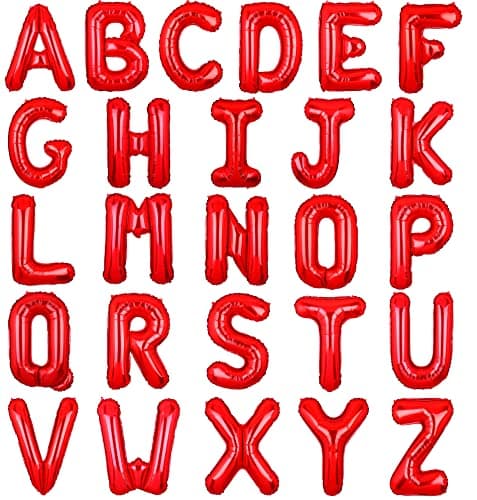 Letter Balloons 16 Inch Mylar Foil Alphabet Letter AZ Balloons Set for Wedding Birthday Party Decoration Banner Custom Phrase 26 PiecesRed
