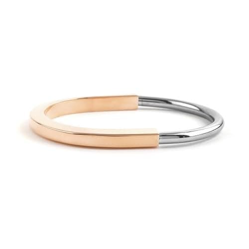 Rubans Womens Voguish Rose Gold Plated Stainless Steel Waterproof Dome Oval Lock Kada Bracelet