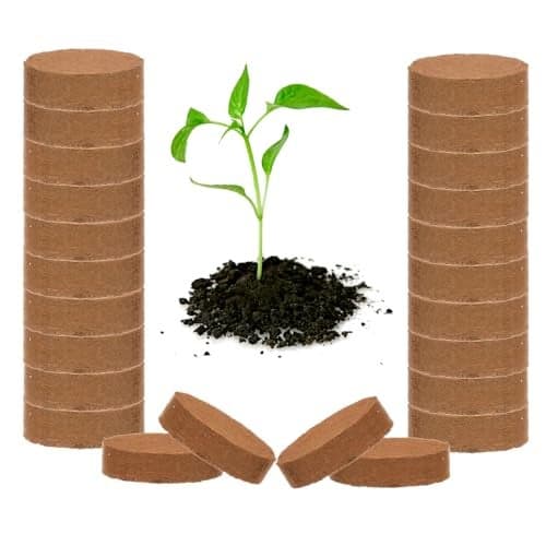 GiftOneTree Coco peat Plain (20 Discs) for Hydroponics, Seedling and Plants (Round 40mm X 10mm Plain, Pack of 20)