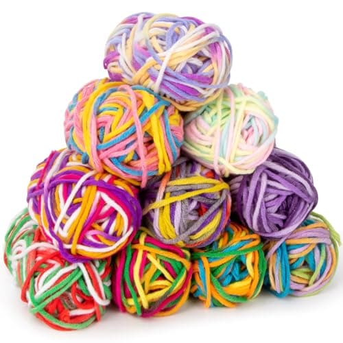 Ombre Yarn - 10 Pack x 15g Yarn Cotton Multi Colored with Vibrant Colors for Crocheting Color Changing Soft Ideal for Knitting Crafts, Suitable for Crocheting Beginners