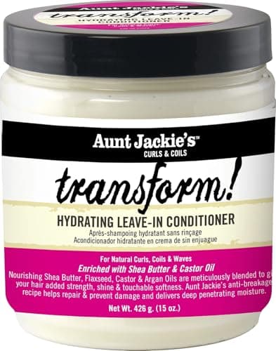 Aunt Jackie's Curls and Coils Transform Hydrating Leave-In Creme Conditioner for All Hair Types and Textures, 15 oz