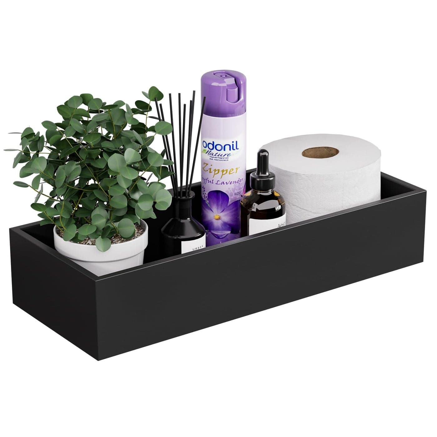 ZHWS Toilet Paper Basket Bathroom Basket for Counter Toiletires Decor Towel TP Back of Toilet Organizer Storage Guest Toilet Tank Tray Vanity Tray for Perfume Makeup Kitchen 15x6x3 Black