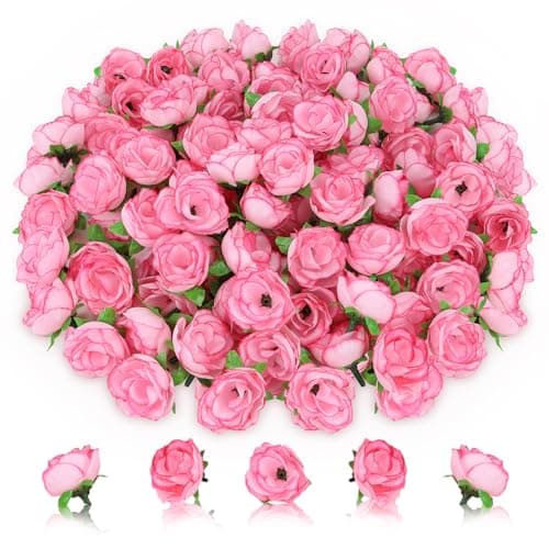AWARDSEN 100pcs 1.3 Inch Pink Roses Artificial Flowers Silk Mini Pink Roses Head Bulk Fake Pink Rose for Wedding Party DIY Centerpieces Decor