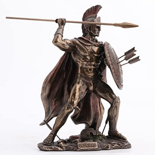 VERONESE DESIGN 85 Tall King Leonidas Greek Warrior of Sparta Cold Cast Bronzed Resin Sculpture Statue