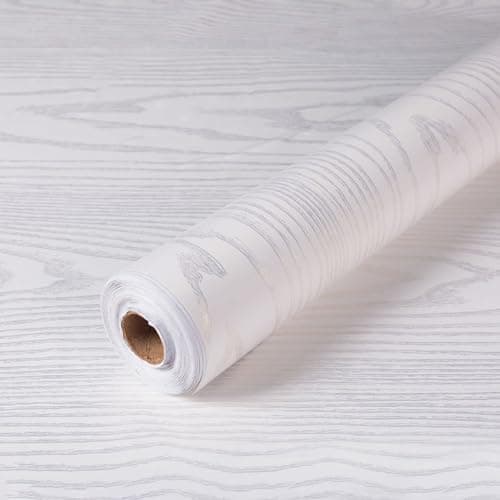 RedChimes Self Adhesive Waterproof Wallpaper PVC Vinyl Wall Stickers Furniture Wall Kitchen Bedroom Leaving Room (45 x 304 cm) (White Wood)