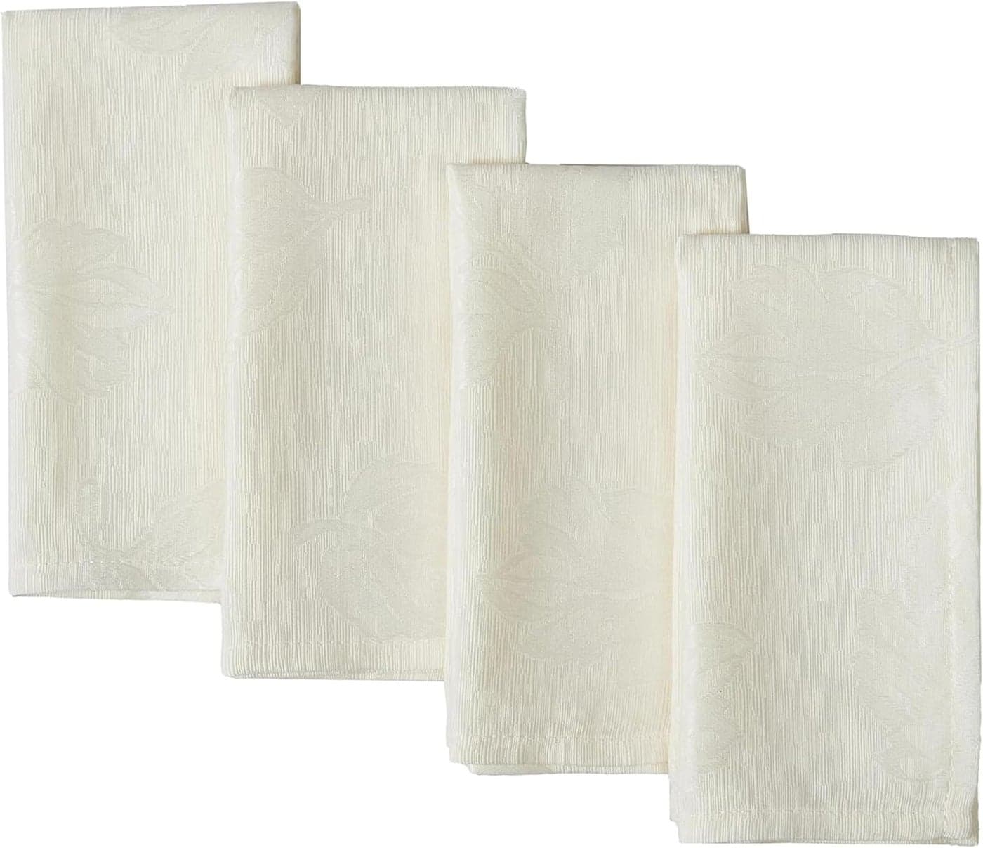 Newbridge Ivory Tremont Autumn Leaf Damask Fabric Napkins Set of 4 Napkins Fall Swirling Leaves Soil Resistant Easy Care Solid Color Table Cover for Holiday Party Dining