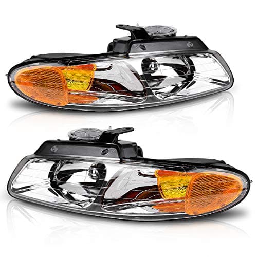 AUTOSAVER88 Headlight Assembly Compatible with 9600 Dodge Caravan 9600 Chrysler Town and Country 9600 Plymouth Voyager Van Chrome Housing without Quad Lamps