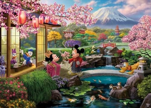 Ceaco Disney Thomas Kinkade Mickey Minnie in Japan 1000 Piece Jigsaw Puzzle for Adults Challenging Puzzle Perfect for Game Nights Finished Size is 265 x 19