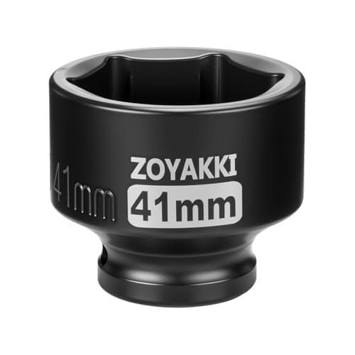 ZOYAKKI 12 Drive x 41mm Shallow Impact SocketCRMO Steel1PCS Drive 6 Point Axle Nut Socket for Easy Removal of Axle Shaft Nuts Metric 41MM