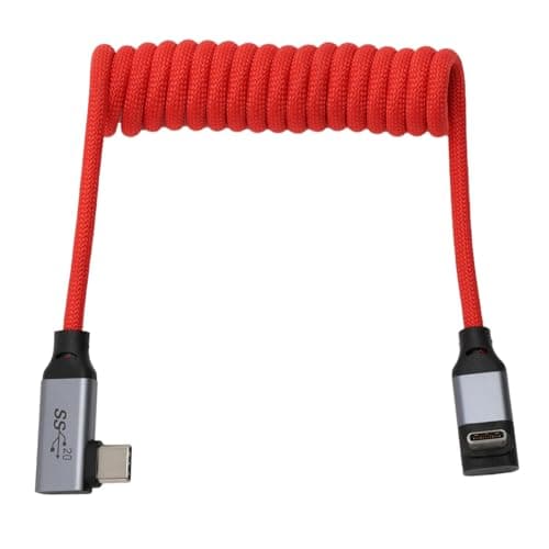 HangTon USBC Right Angle Cable USB TypeC Data Power Video Recording for Canon R5C Sony A1ii ZCAM Blackmagic Camera Samsung External SSD iPhone 1617 Monitor 20Gbps 100W 4K 60p
