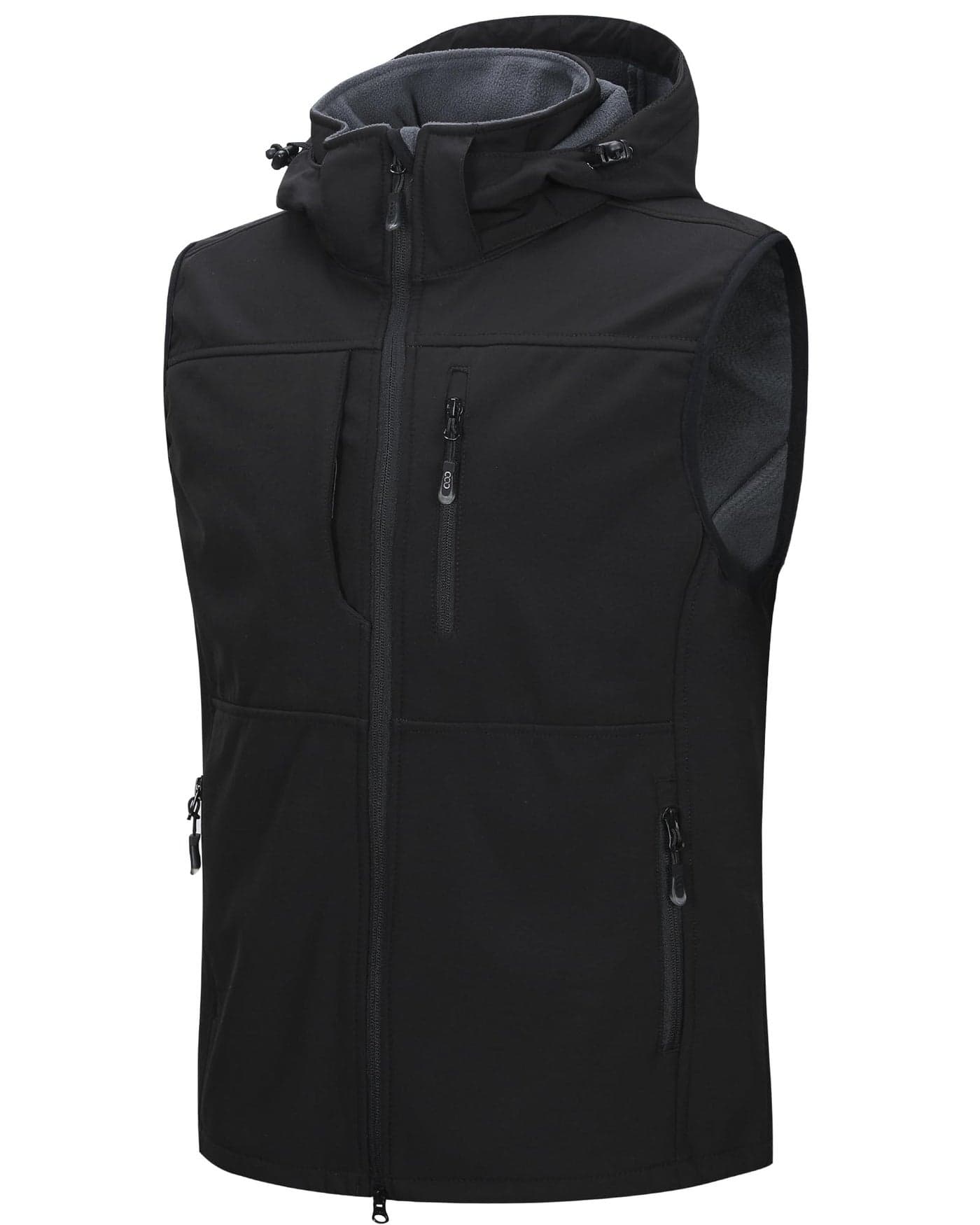 33,000ft Men's Lightweight Softshell Vest Hooded Outerwear Zip Up Fleece Lined Windproof Sleeveless Jacket for Golf Running
