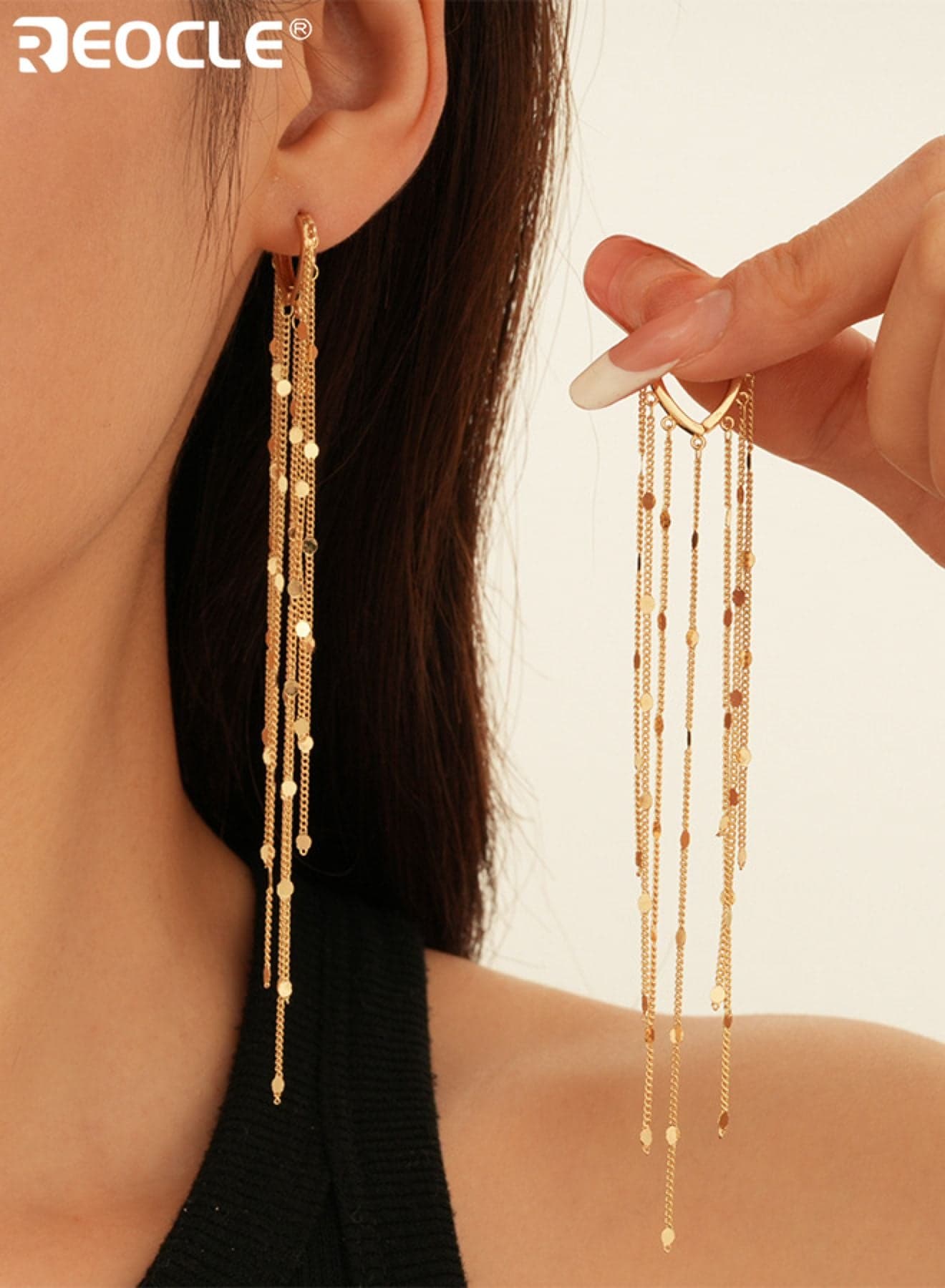 Women's Multi-Strand Tassel Drop Earrings with Mixed Chain Textures Glamorous Minimalist Jewelry for Daily Wear and Special Occasions