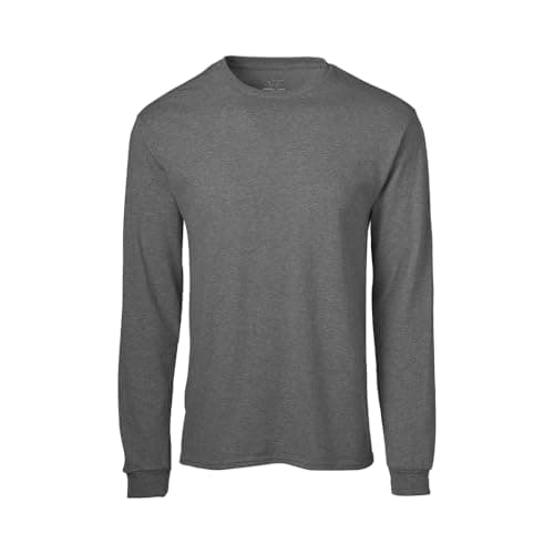 Soffe Mens Long-Sleeve Cotton T-Shirt, Gunmetal, Large