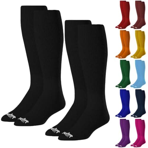 Rawlings Womens Athletic Baseball Socks 2 Pair, Black, Small US
