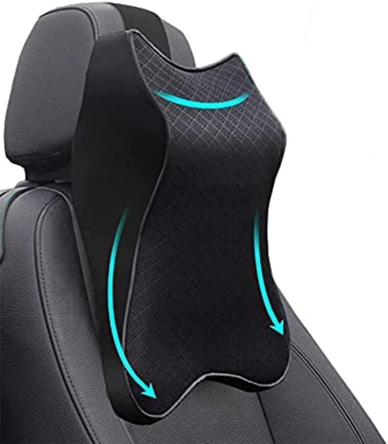 BELOXY Memory Foam Car Neck Rest Pillow Seat Cushion Headrest Ergonomic Neck Support Help Relieve Neck Pain for Driver Front Back Seat, Office Chair, Fit Most Vehicles (Black)