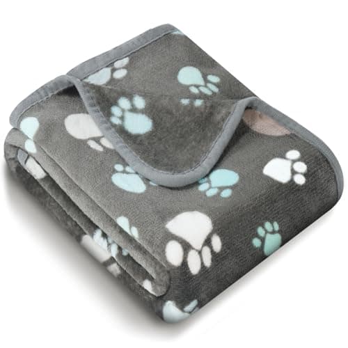 Vowanop Premium Soft Dog Blanket Washable 40 x 32 Flannel Gray Dog Blanket for Small and Medium Dogs and Indoor Cats