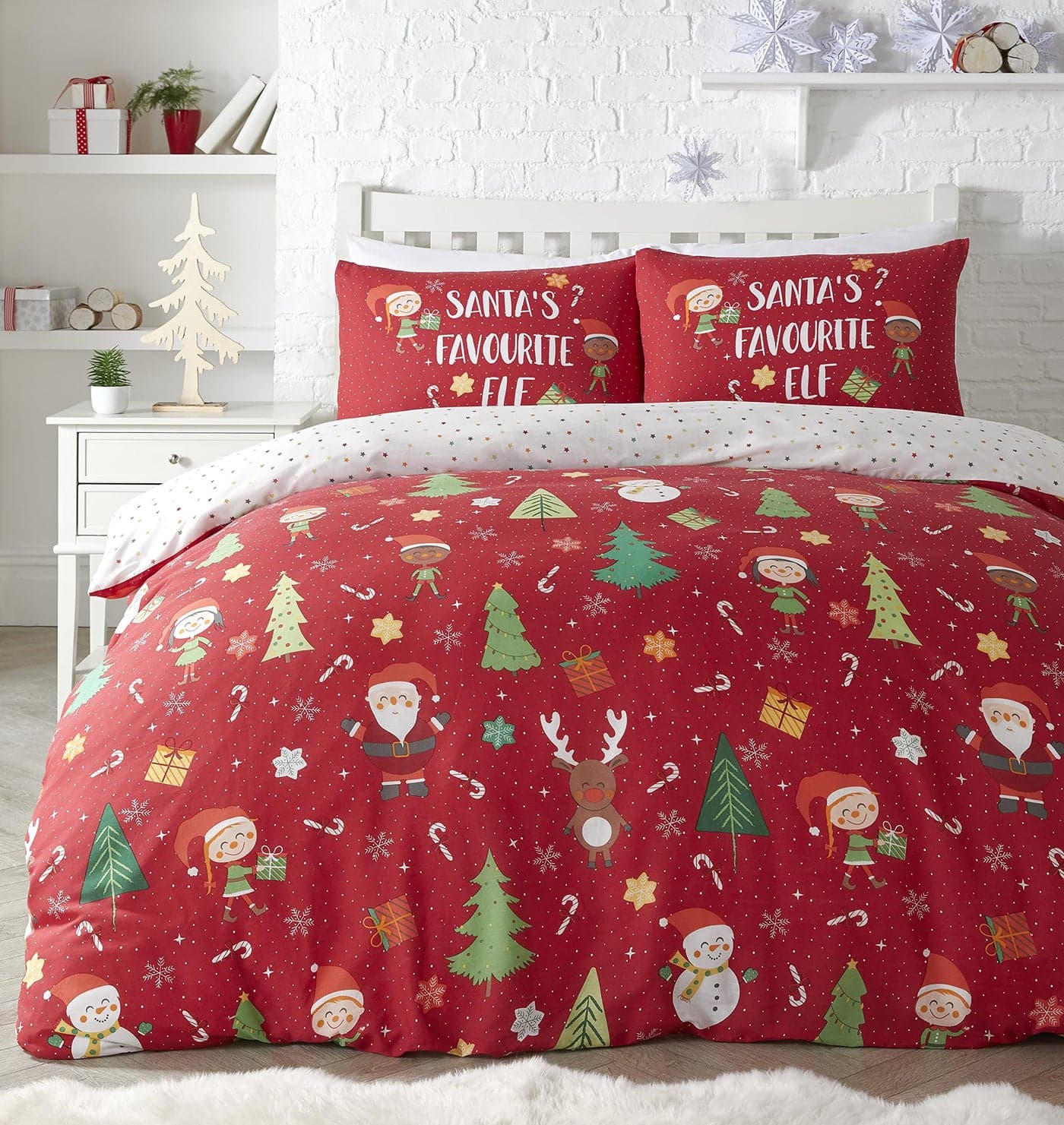 Bedlam Elf SantaEasy Care Duvet Cover Set Polycotton Multicolour King