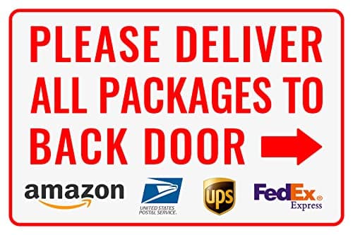 Please Deliver All Packages to Back Door Right Arrow - Bestylez Delivery Sign for Outdoor Use 12" * 8" (148)