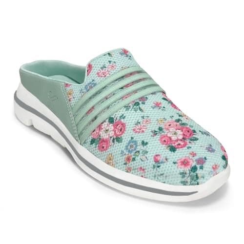 KazarMax Women Sea Green Floral Comfortable Lightweight Clogs | Mule -8 UK