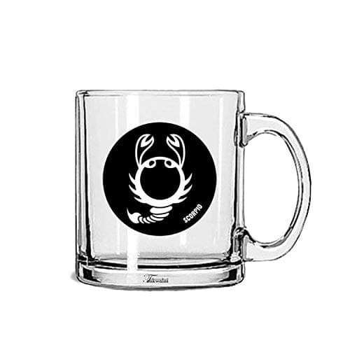TONKWALAS " Zodiac Sign Scorpio Printed Quote Transparent Glass Coffee Mug for Gifting (325 ML)