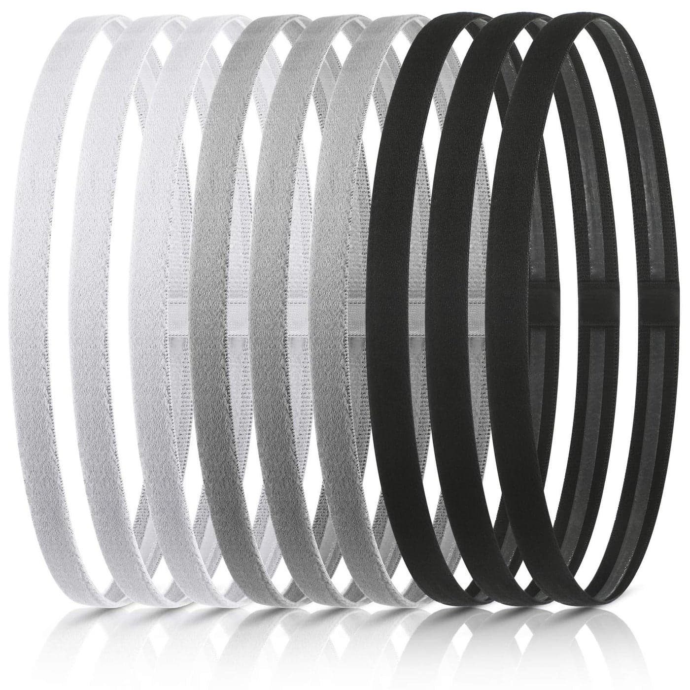 12 Pieces Thin Non-Slip Elastic Sport Headbands, Hair Bands with Non Slip Silicone Grip Exercise Hair Sweatbands for Men Women Football Basketball Soccer Tennis Yoga (Black, White, Grey)