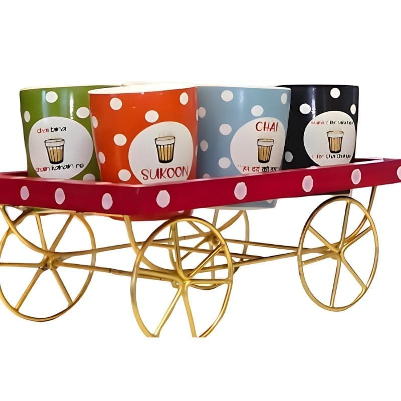 HOMIES Re-useable Colorful Fun Quirky Messages Ceramic Traditional Style Kullad/kulhad/kullar/Kullad Tea Cups for Serving Coffee & Milk on thela cart (Set of 7)